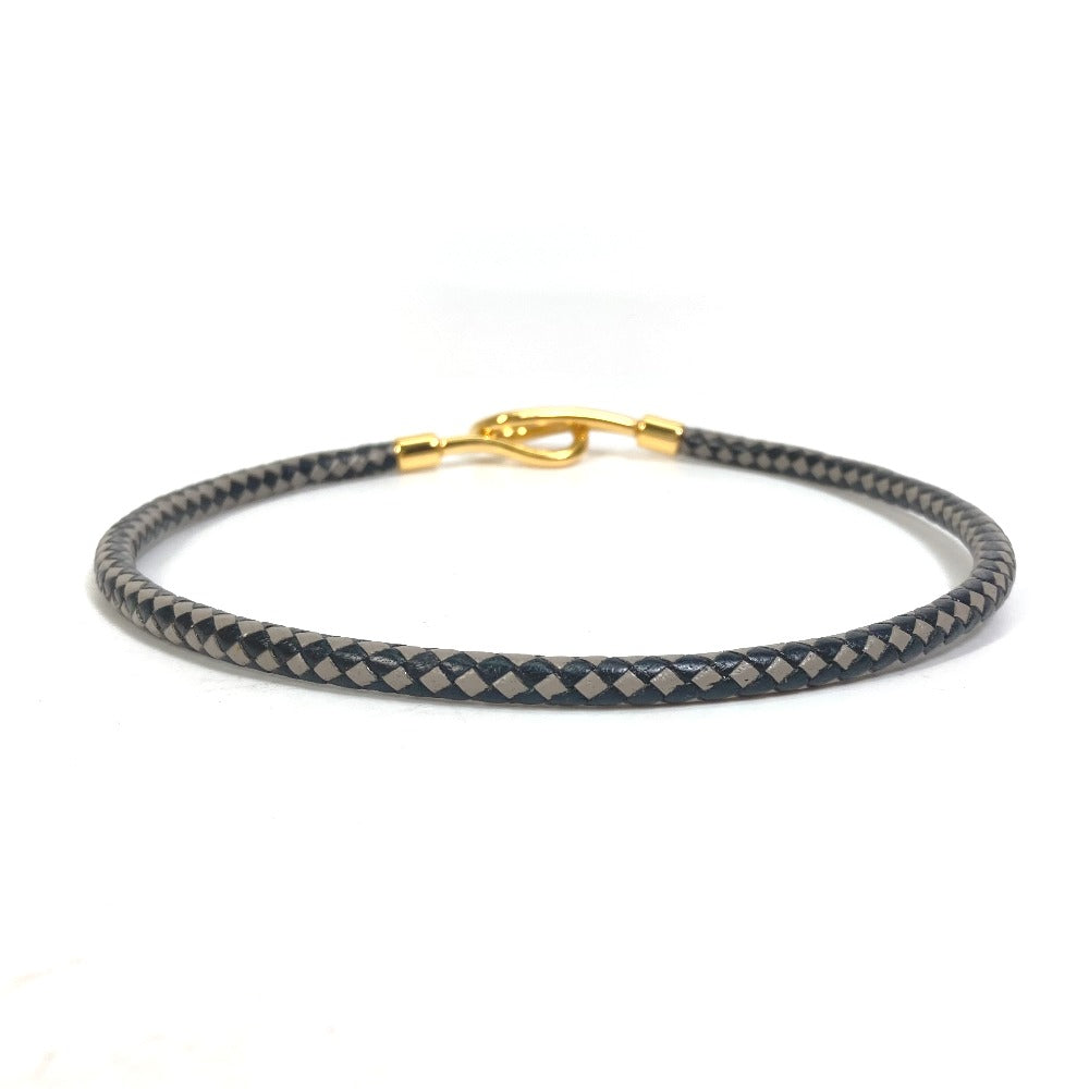 HERMES bracelet leather Black Grey Accessories Jumbo bracelet Women Used