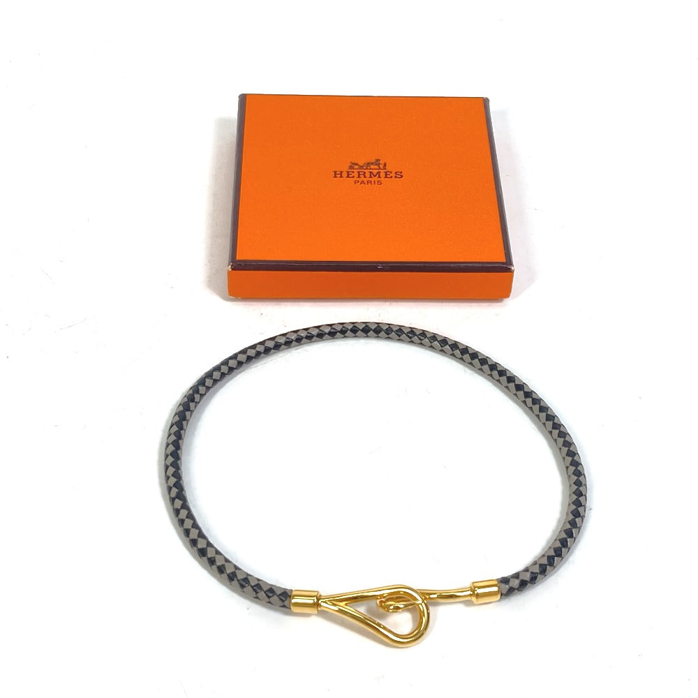 HERMES bracelet leather Black Grey Accessories Jumbo bracelet Women Used