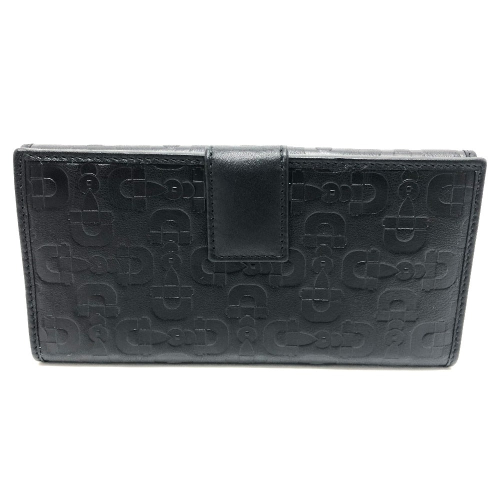 GUCCI Long Wallet Purse 143389 leather black Embossed all over pattern Women Used