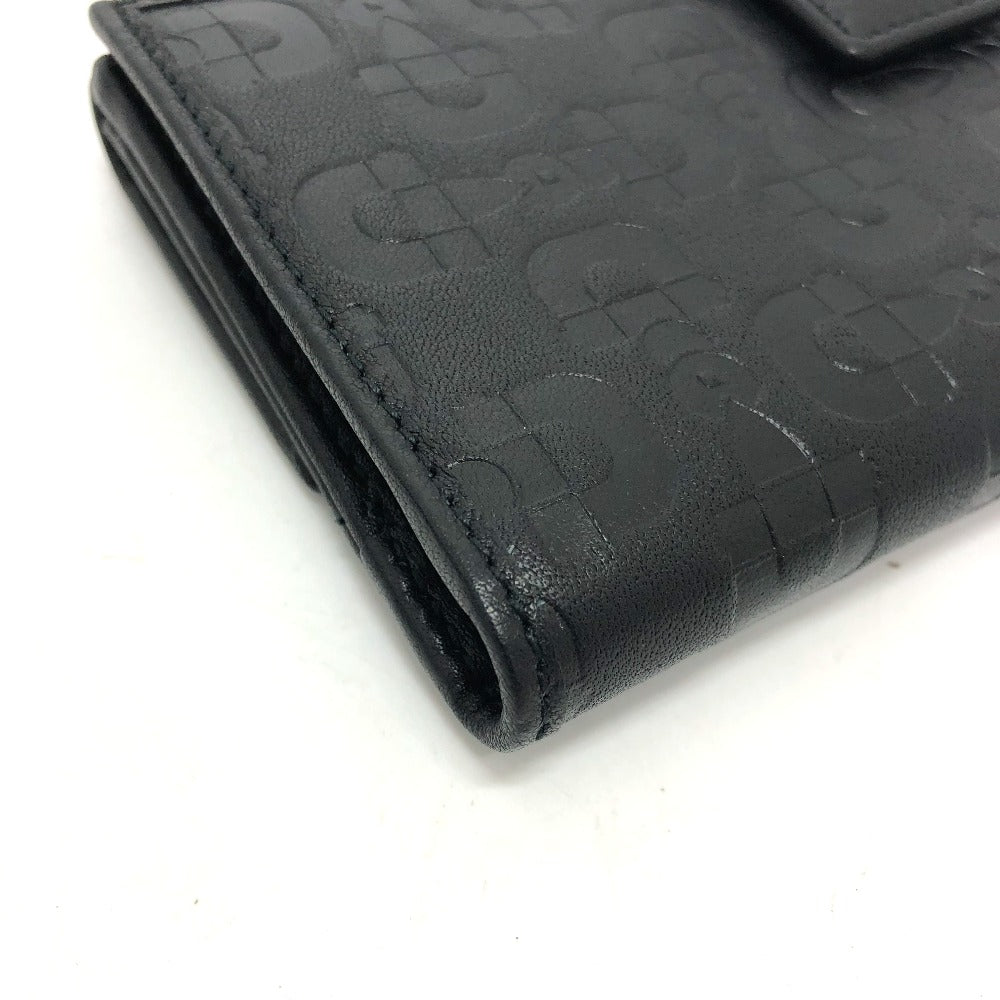 GUCCI Long Wallet Purse 143389 leather black Embossed all over pattern Women Used