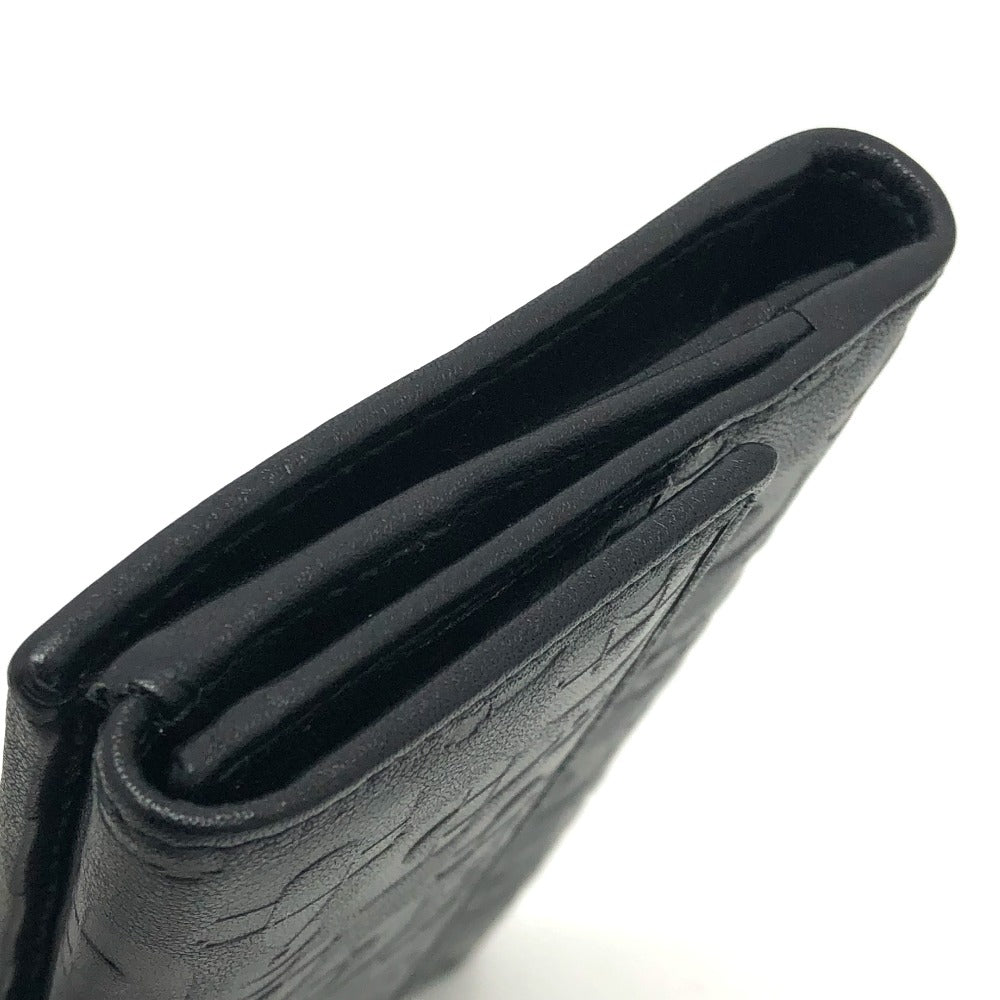 GUCCI Long Wallet Purse 143389 leather black Embossed all over pattern Women Used
