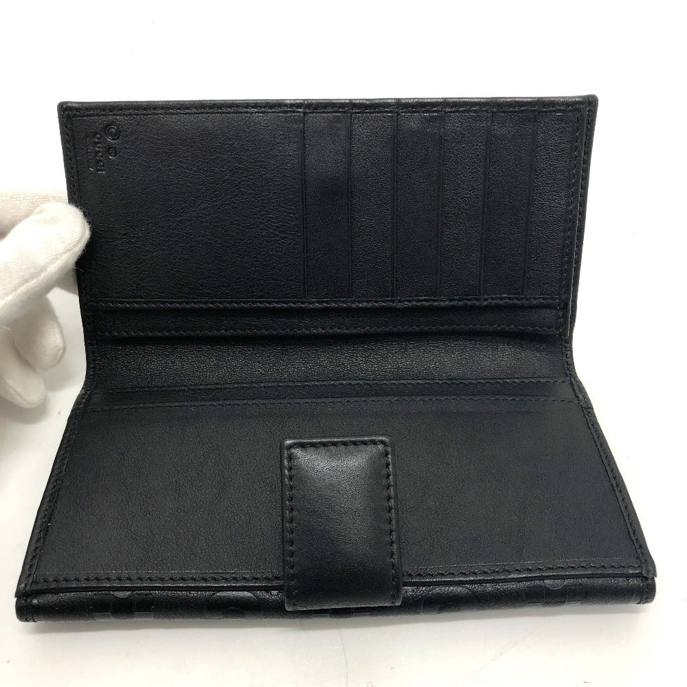 GUCCI Long Wallet Purse 143389 leather black Embossed all over pattern Women Used