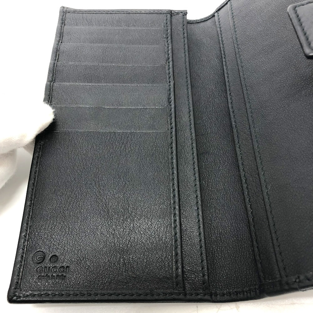 GUCCI Long Wallet Purse 143389 leather black Embossed all over pattern Women Used