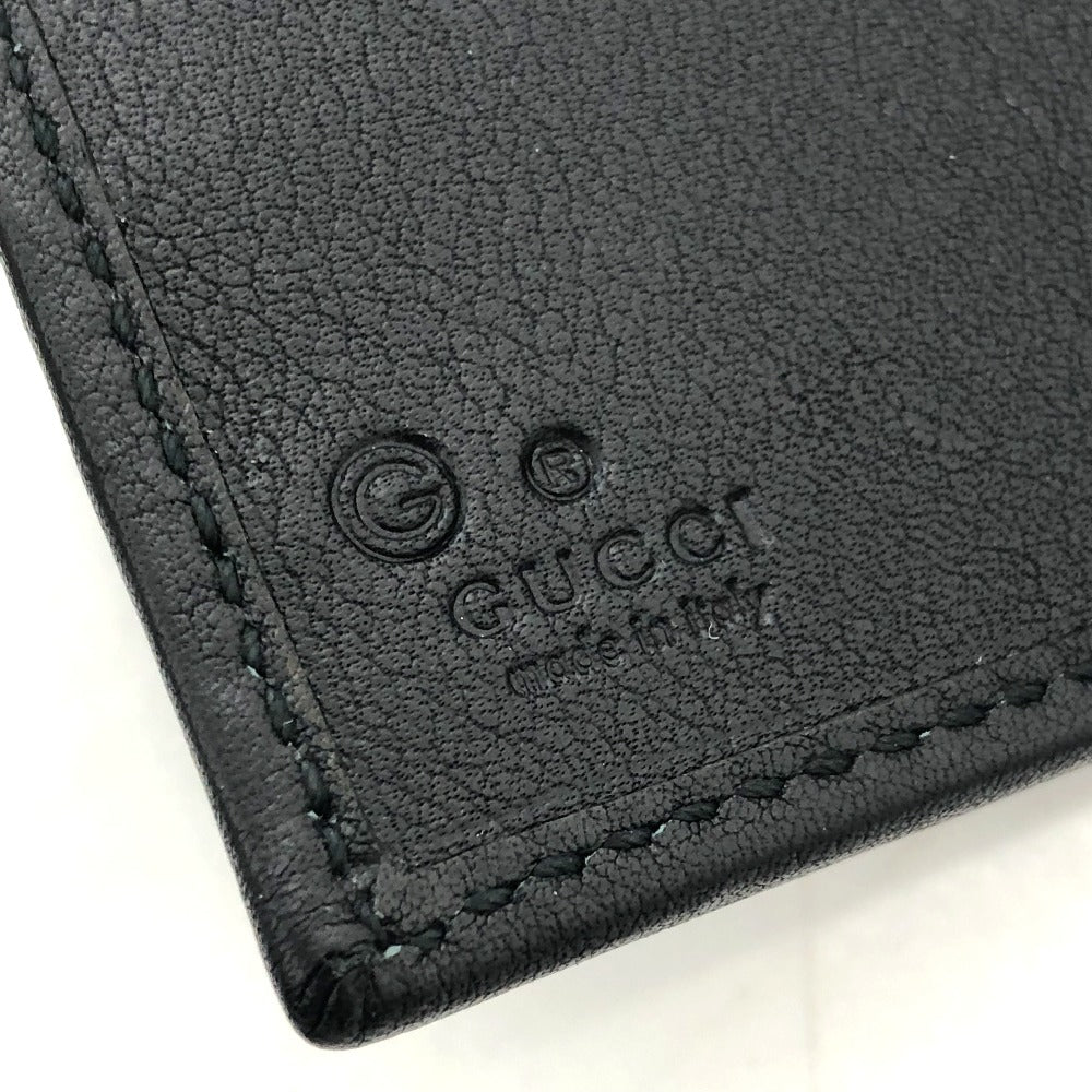 GUCCI Long Wallet Purse 143389 leather black Embossed all over pattern Women Used