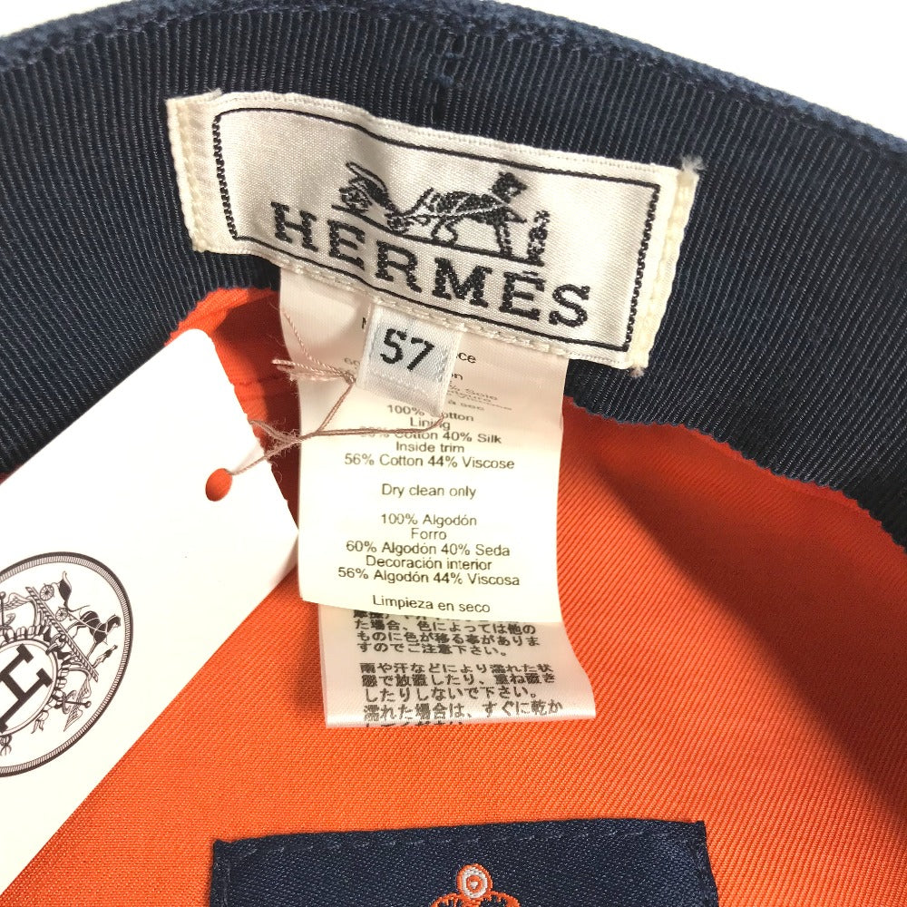 HERMES Casquette cotton Navy Kabul Serie Button Newsboy 57 Women 57 Used