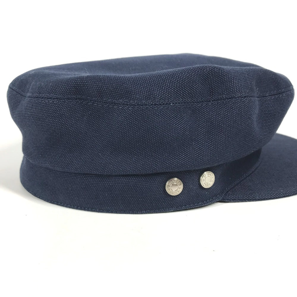 HERMES Casquette cotton Navy Kabul Serie Button Newsboy 57 Women 57 Used
