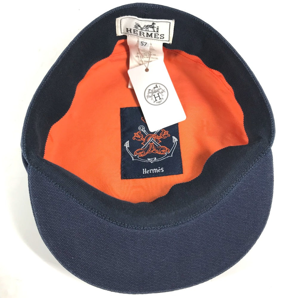HERMES Casquette cotton Navy Kabul Serie Button Newsboy 57 Women 57 Used