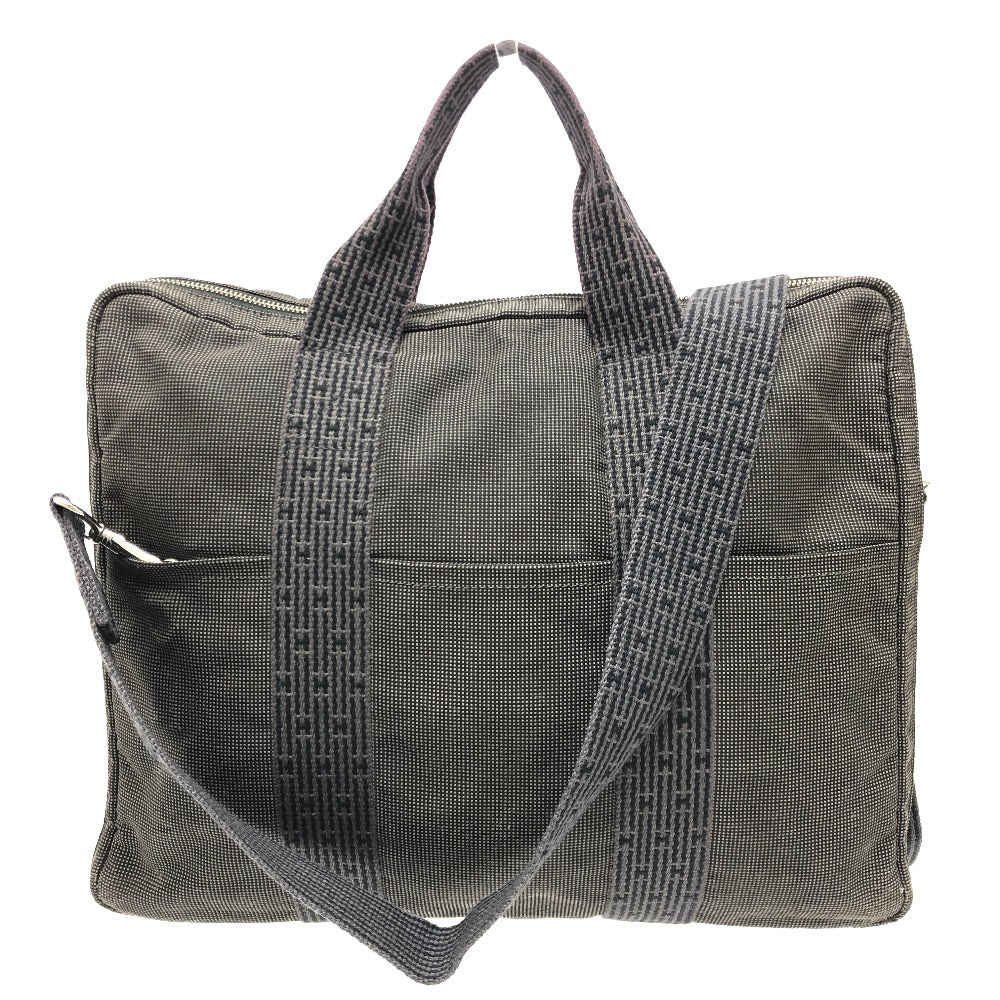 HERMES Business bag canvas gray 2WAY Shoulder Bag Her Line mens Used