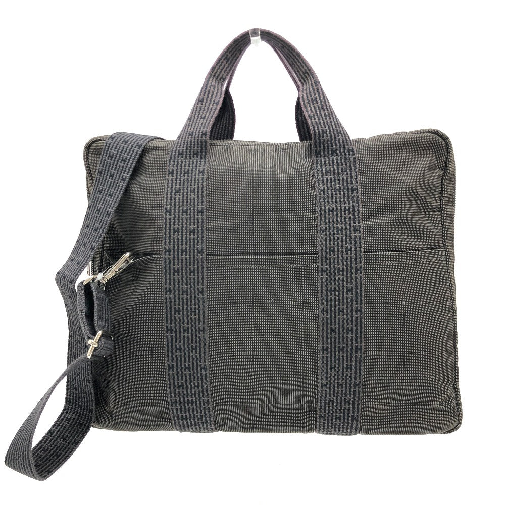 HERMES Business bag canvas gray 2WAY Shoulder Bag Her Line mens Used