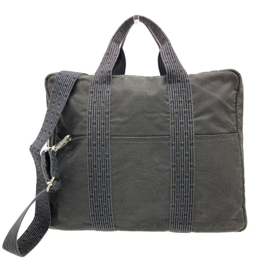 HERMES Business bag canvas gray 2WAY Shoulder Bag Her Line mens Used