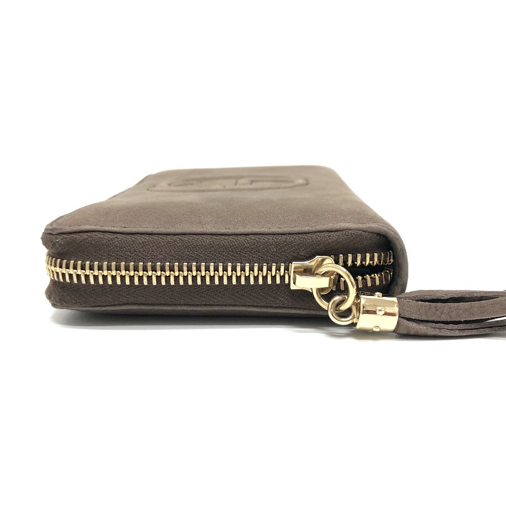 GUCCI Long Wallet Purse 308004 Nubuck Brown Interlocking G mens Used