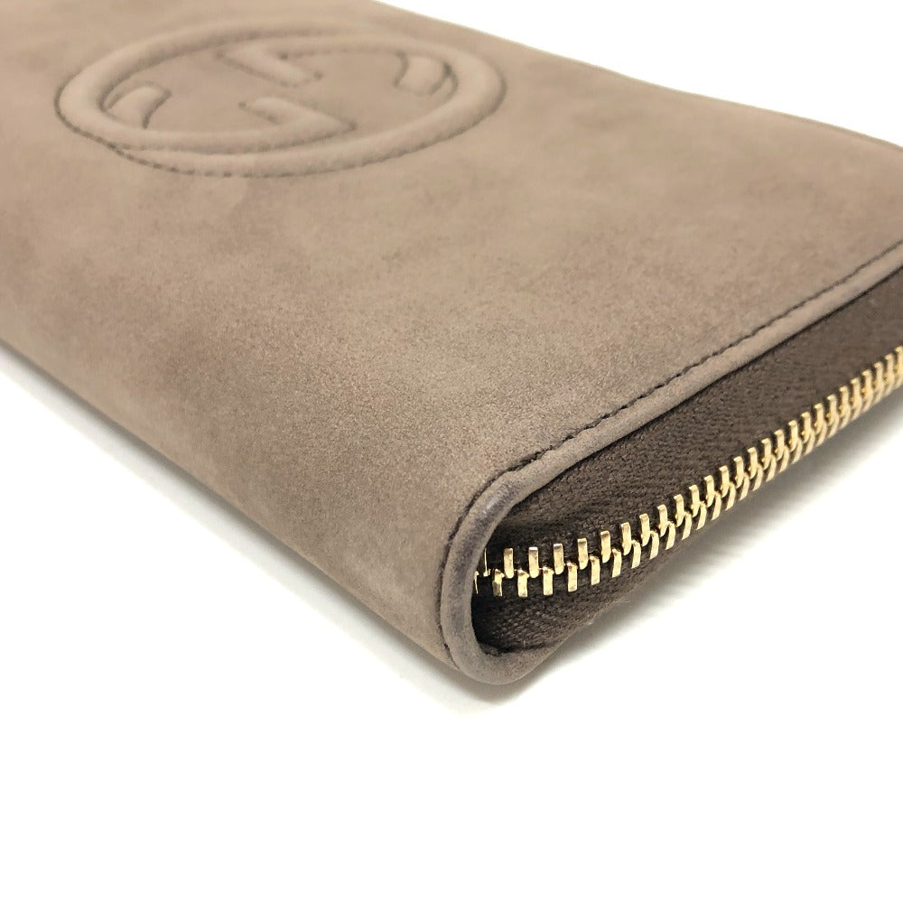 GUCCI Long Wallet Purse 308004 Nubuck Brown Interlocking G mens Used