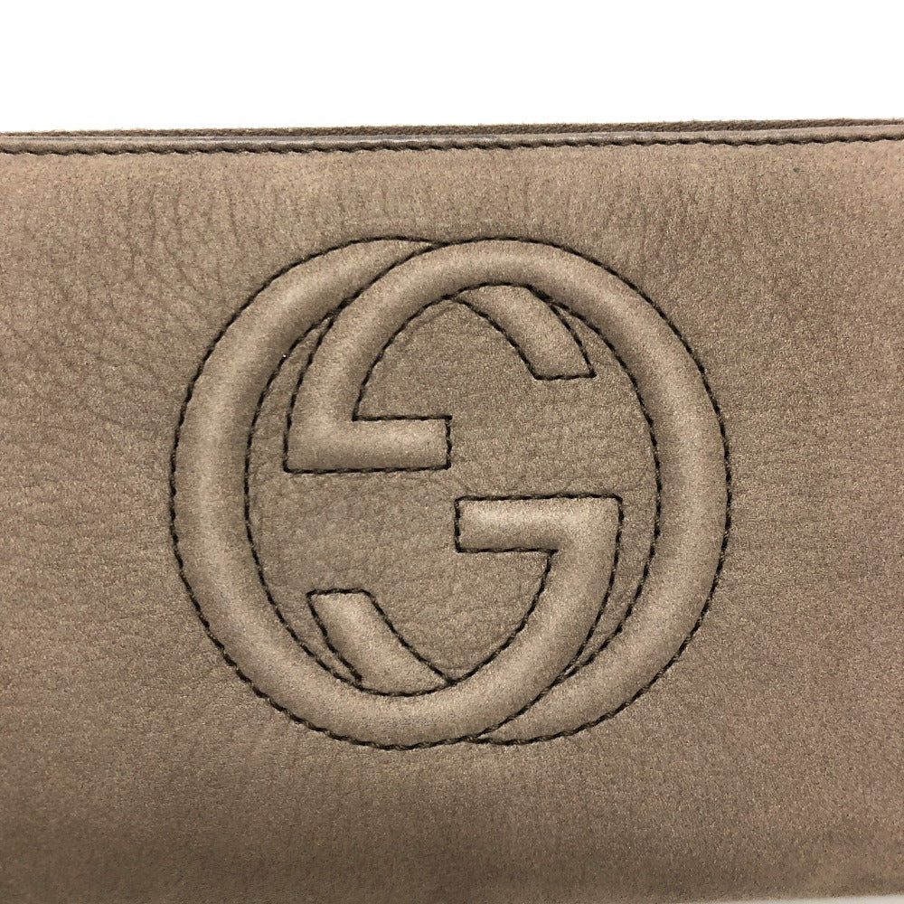 GUCCI Long Wallet Purse 308004 Nubuck Brown Interlocking G mens Used