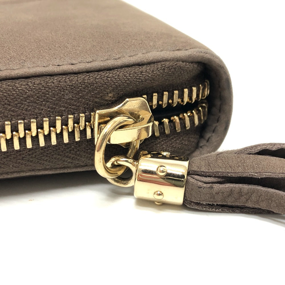 GUCCI Long Wallet Purse 308004 Nubuck Brown Interlocking G mens Used