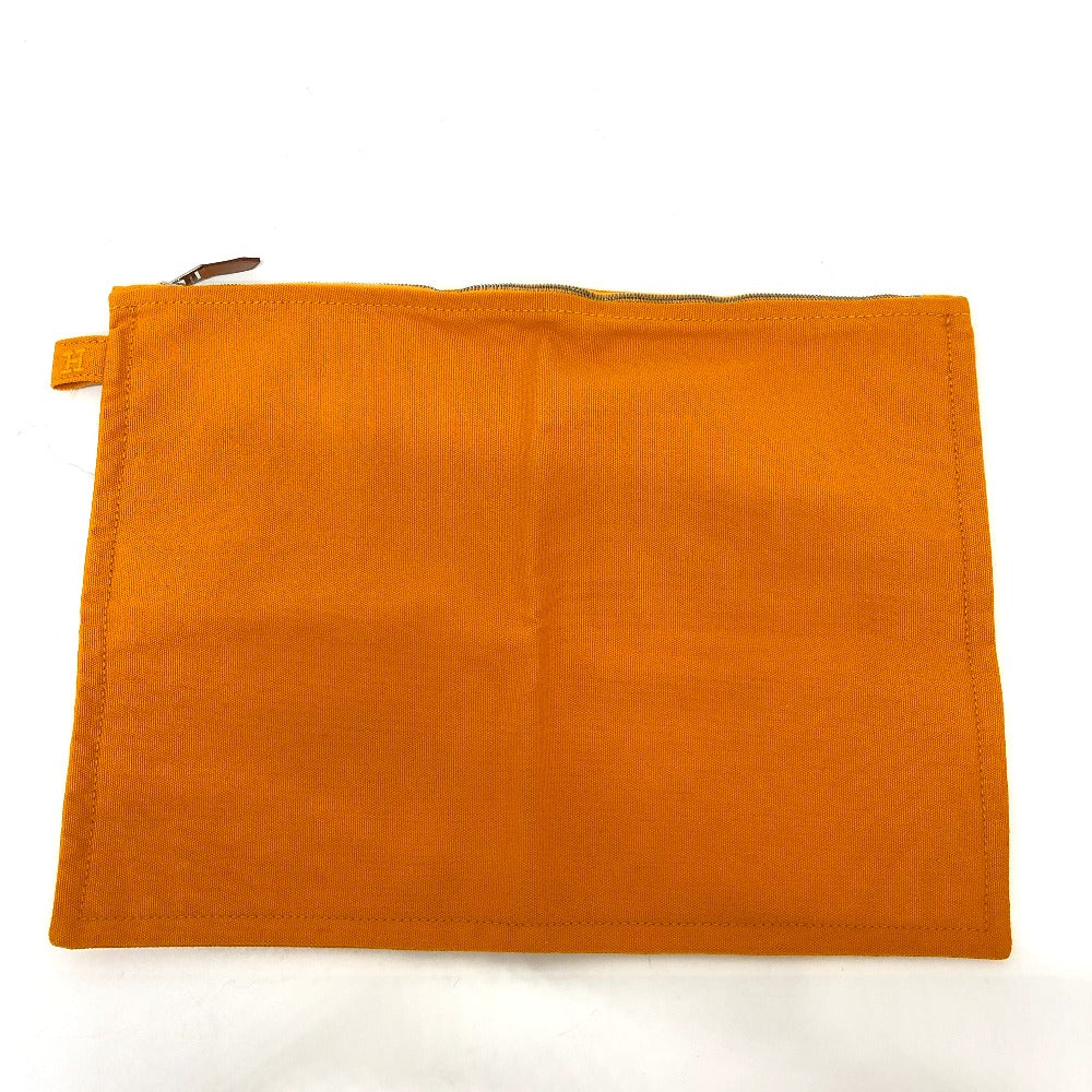 HERMES Pouch canvas Orange logo Women Used