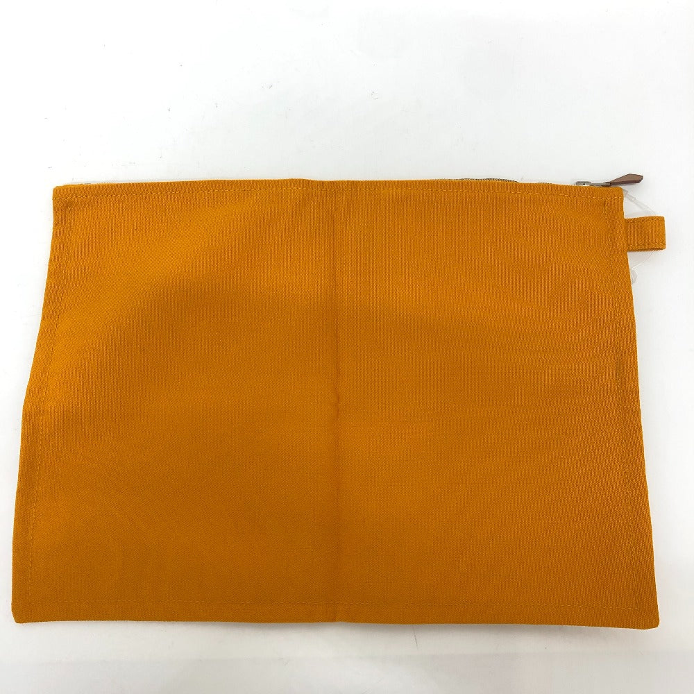 HERMES Pouch canvas Orange logo Women Used