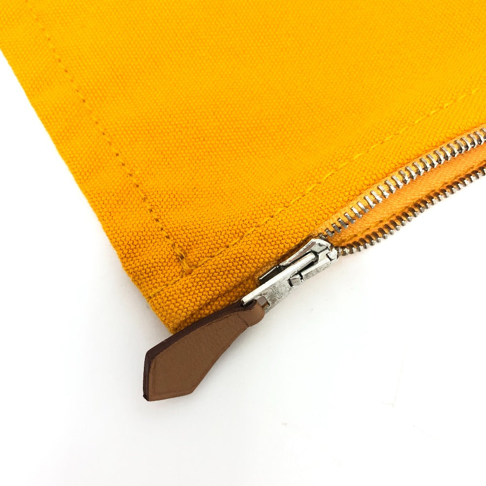 HERMES Pouch canvas Orange logo Women Used