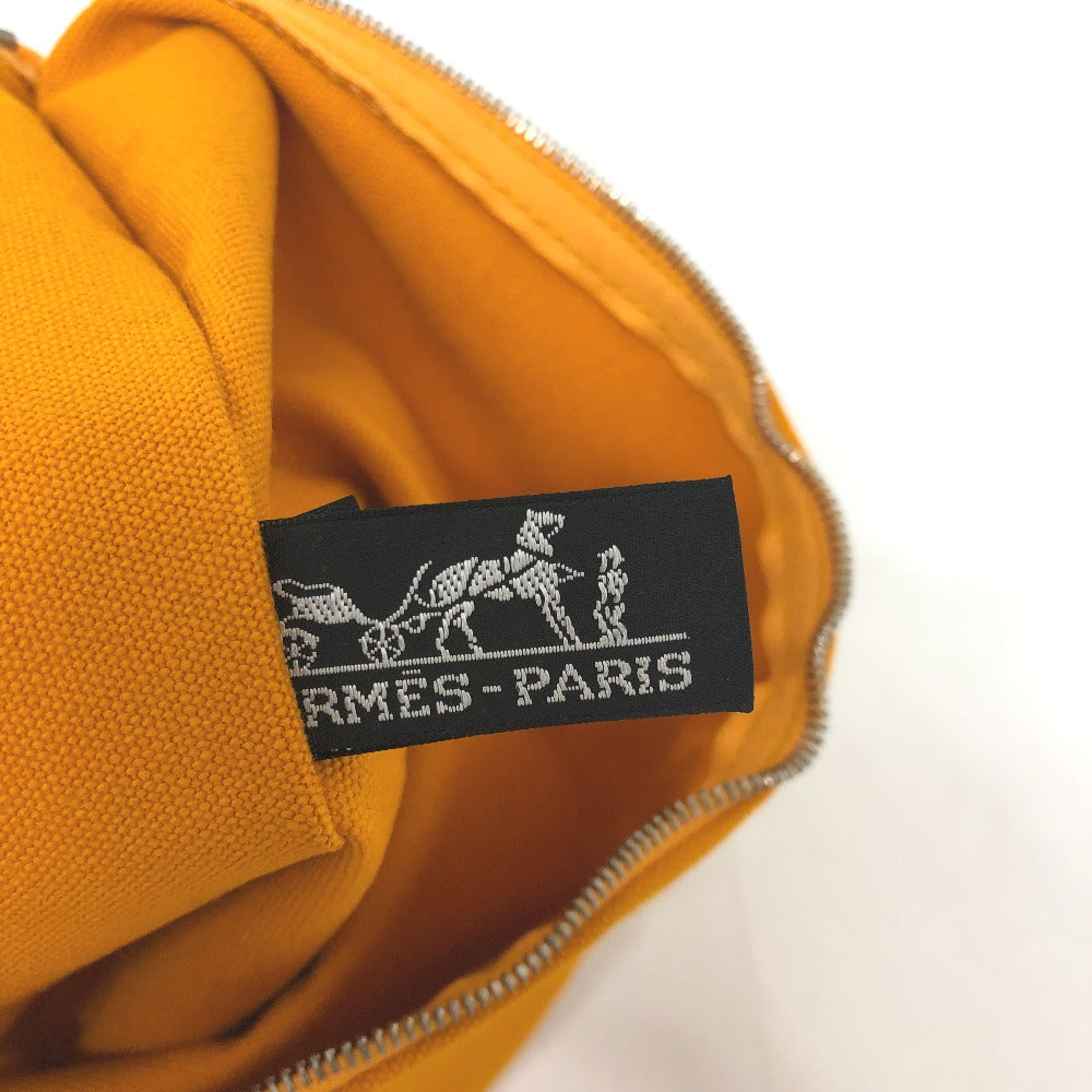 HERMES Pouch canvas Orange logo Women Used