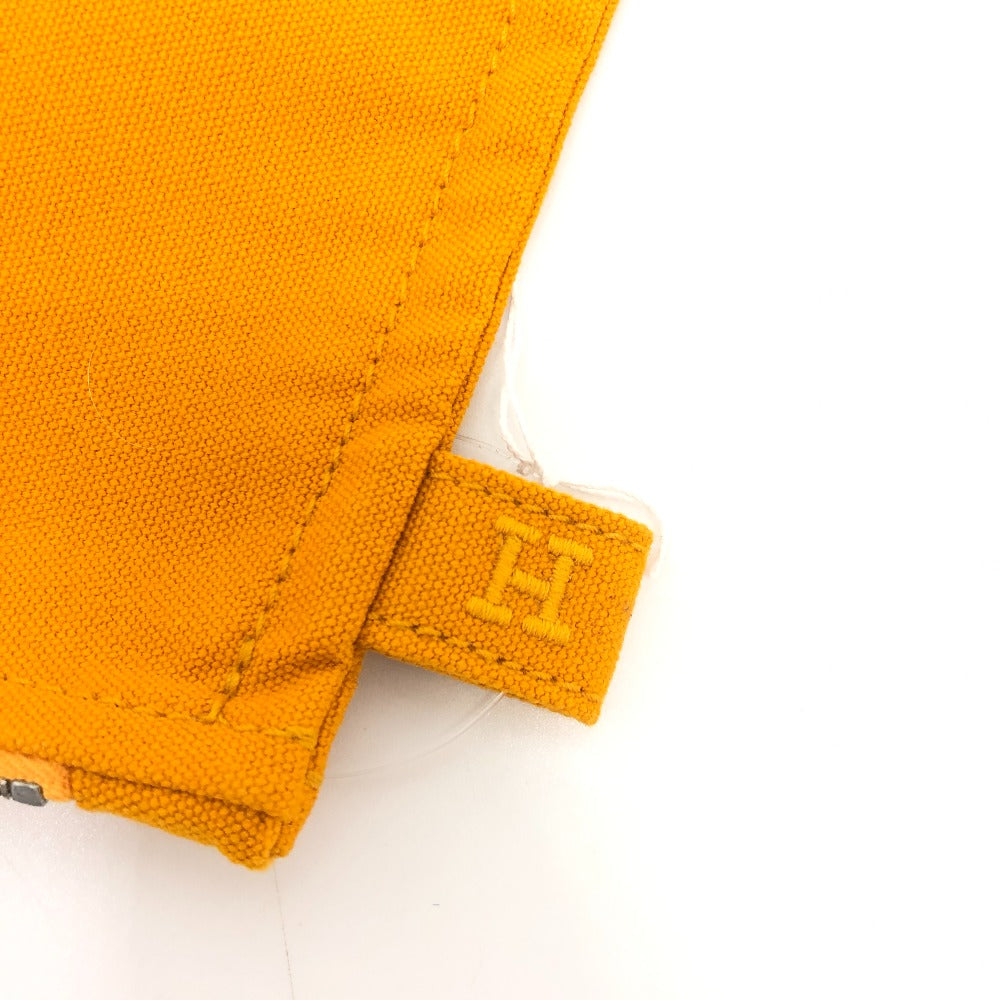 HERMES Pouch canvas Orange logo Women Used