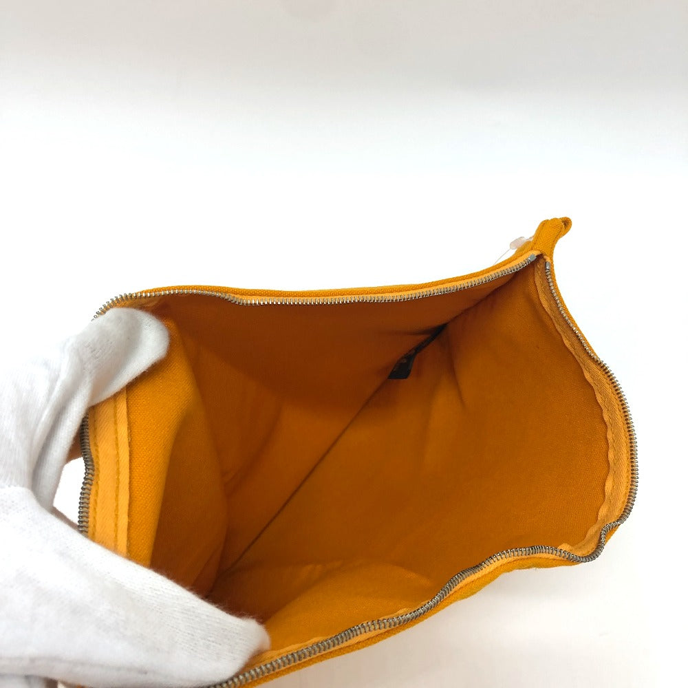 HERMES Pouch canvas Orange logo Women Used