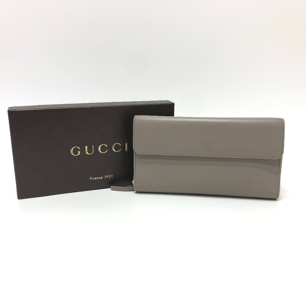 GUCCI Long Wallet Purse leather gray logo Women Used