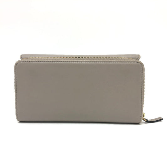 GUCCI Long Wallet Purse leather gray logo Women Used