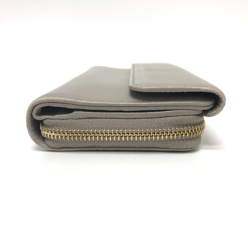 GUCCI Long Wallet Purse leather gray logo Women Used