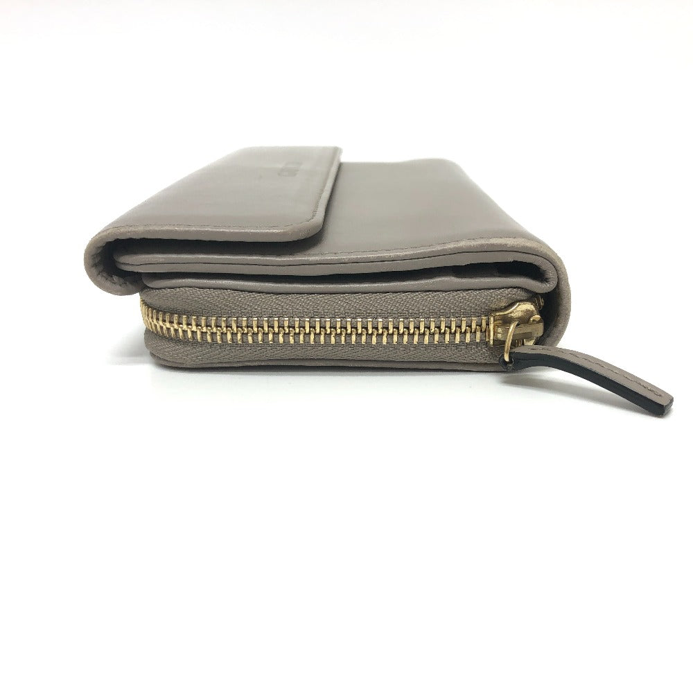 GUCCI Long Wallet Purse leather gray logo Women Used