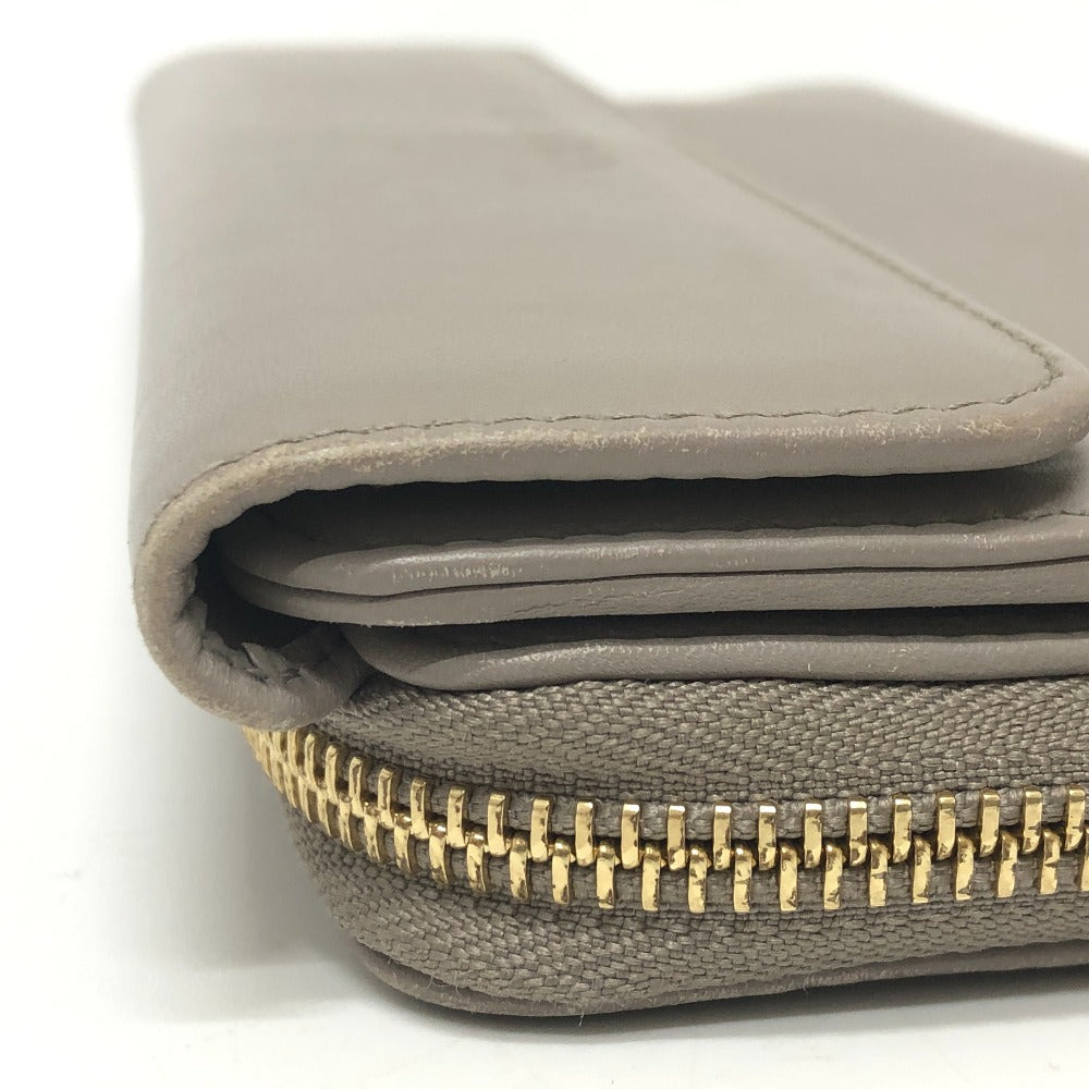 GUCCI Long Wallet Purse leather gray logo Women Used