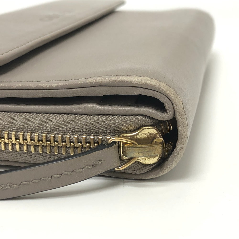GUCCI Long Wallet Purse leather gray logo Women Used