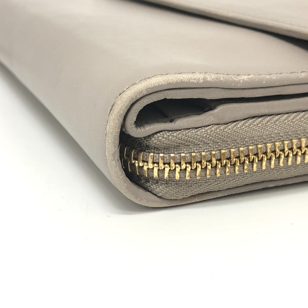 GUCCI Long Wallet Purse leather gray logo Women Used