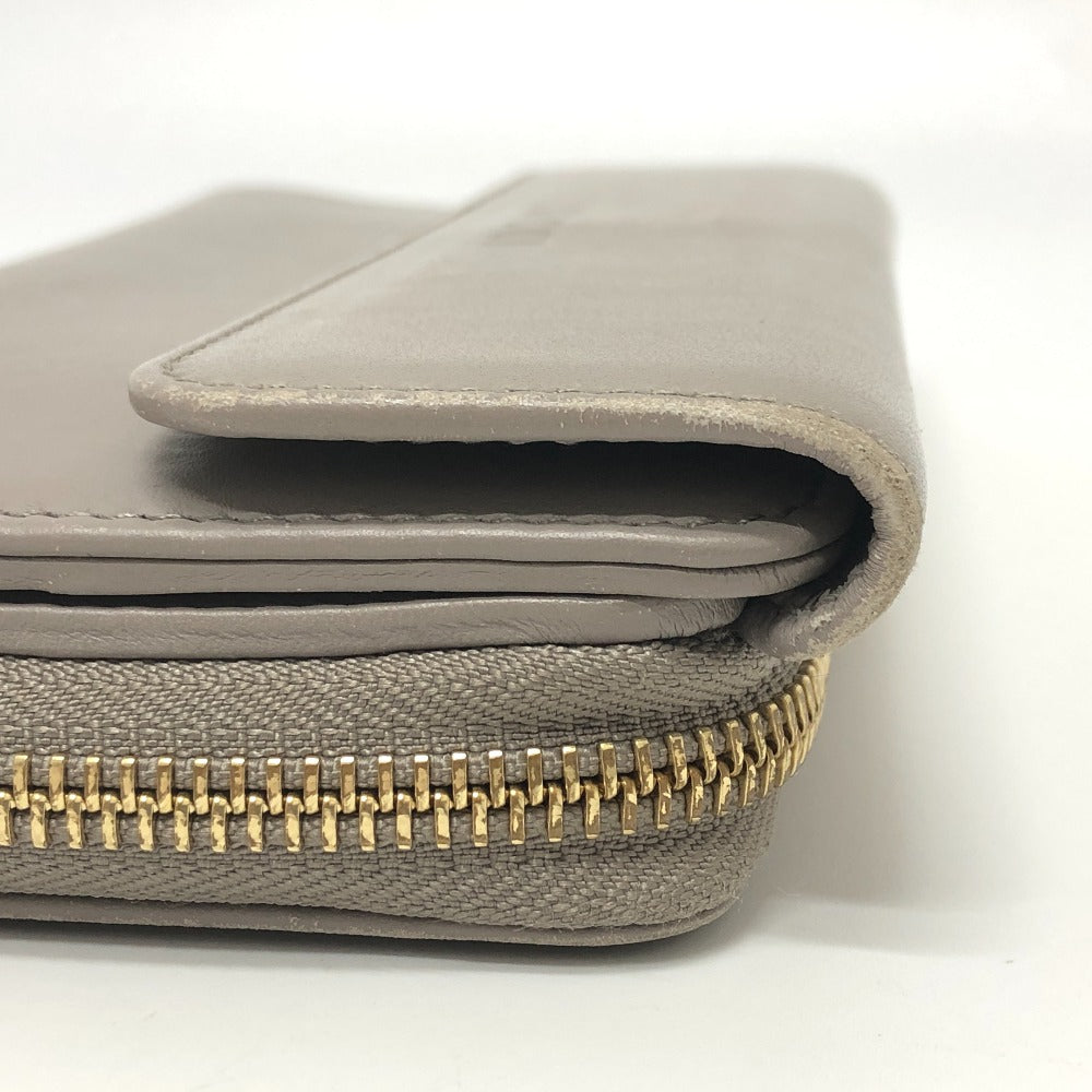 GUCCI Long Wallet Purse leather gray logo Women Used