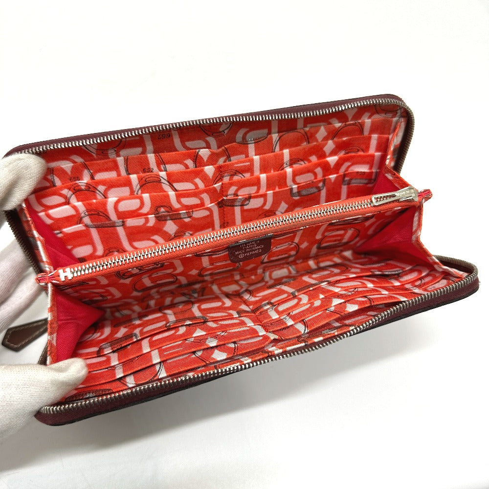 HERMES Long Wallet Purse Epsom wine-red Azap Long