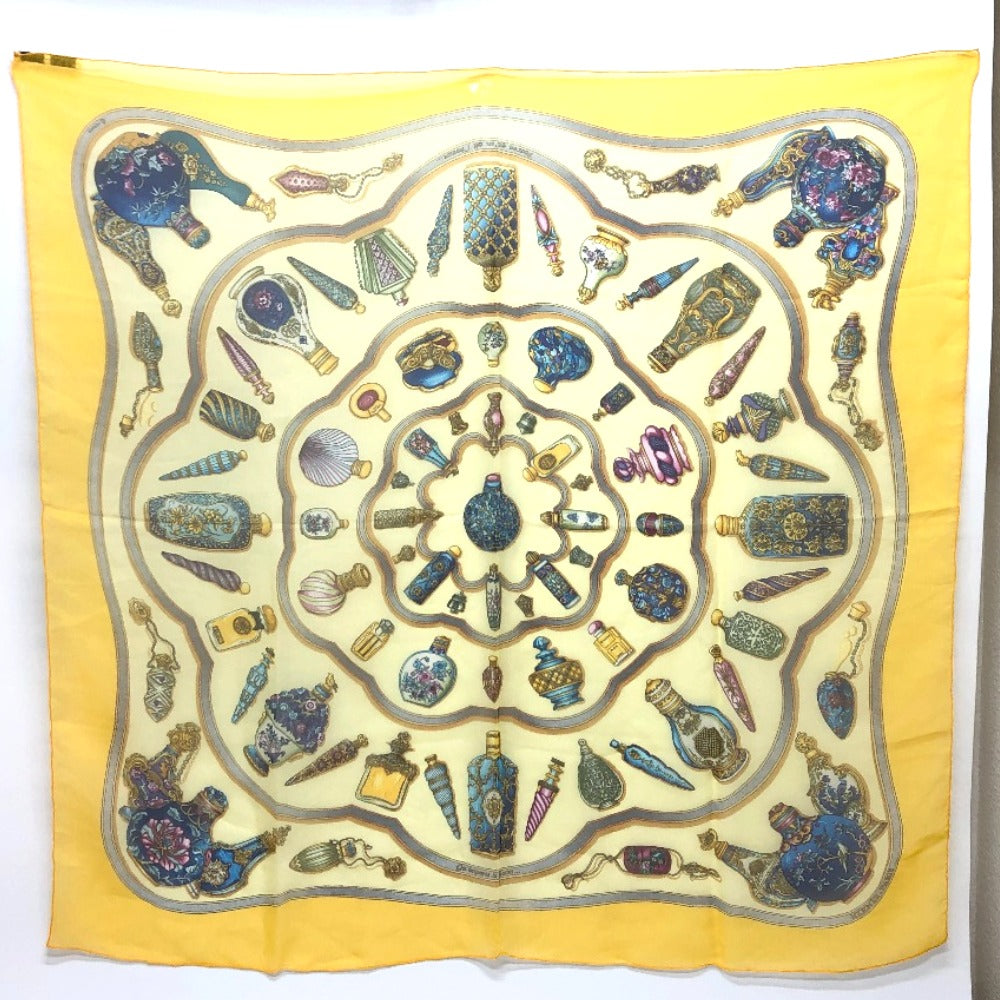 HERMES scarf silk yellow Qu importe le flacon
