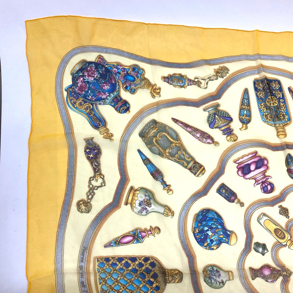 HERMES scarf silk yellow Qu importe le flacon