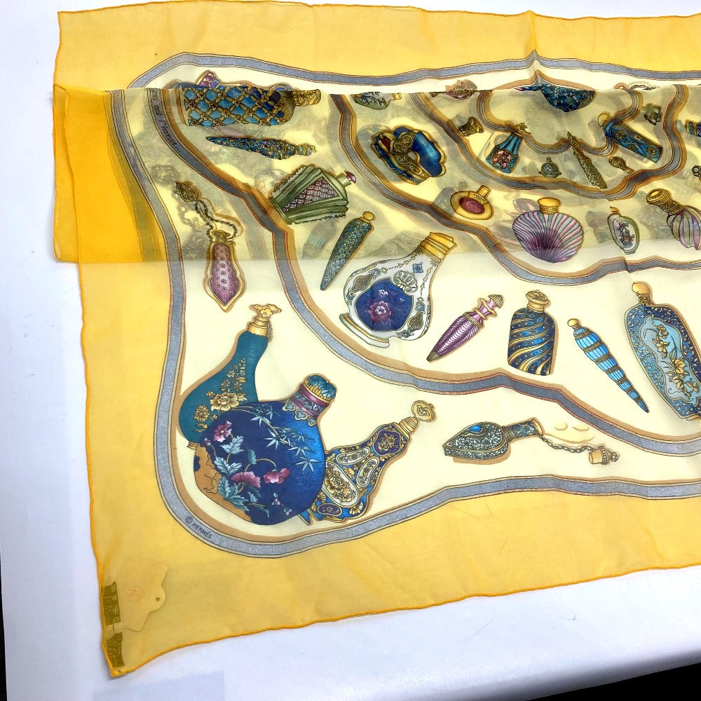 HERMES scarf silk yellow Qu importe le flacon