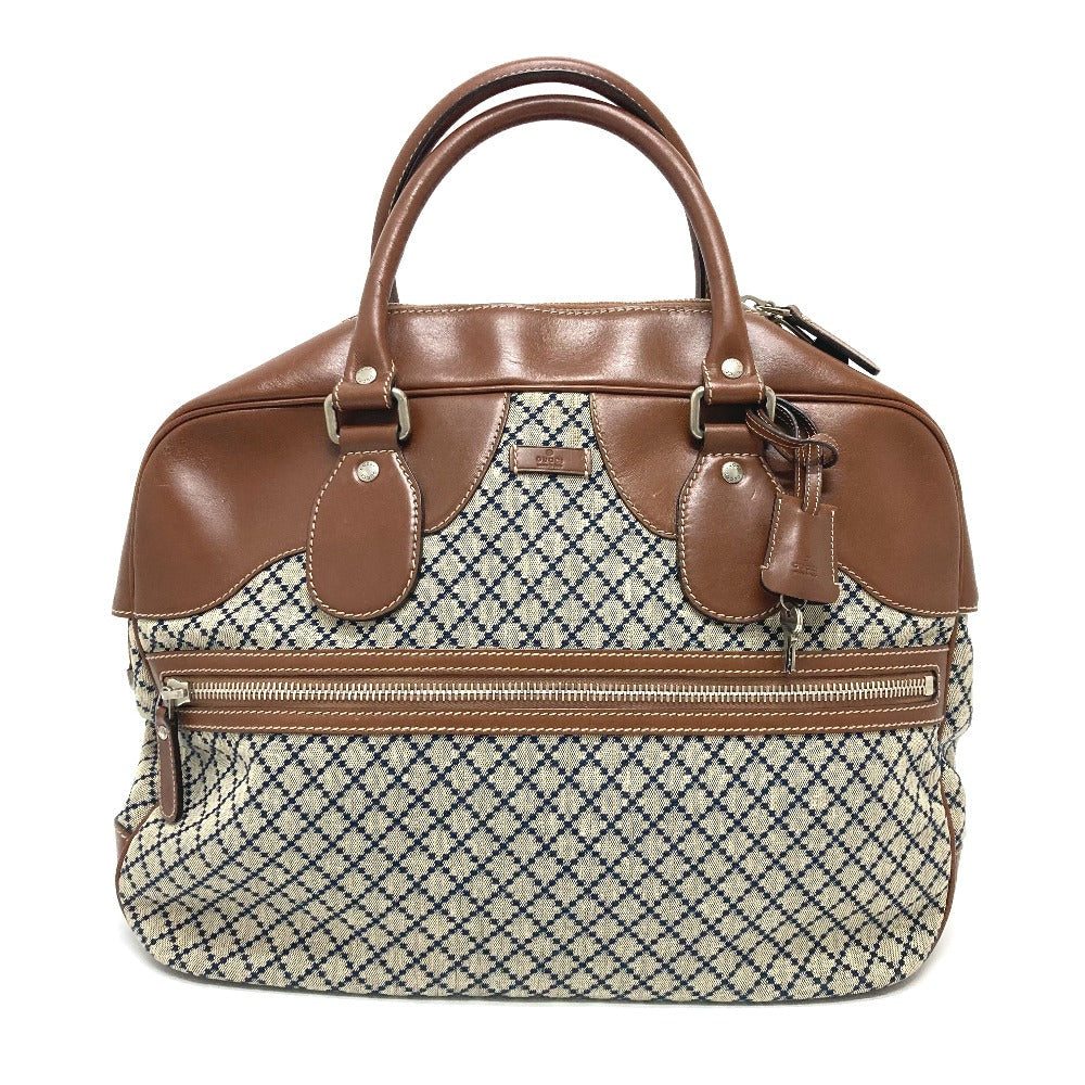 GUCCI Boston Duffel bag 231838 Leather / canvas Brown x gray Diamante