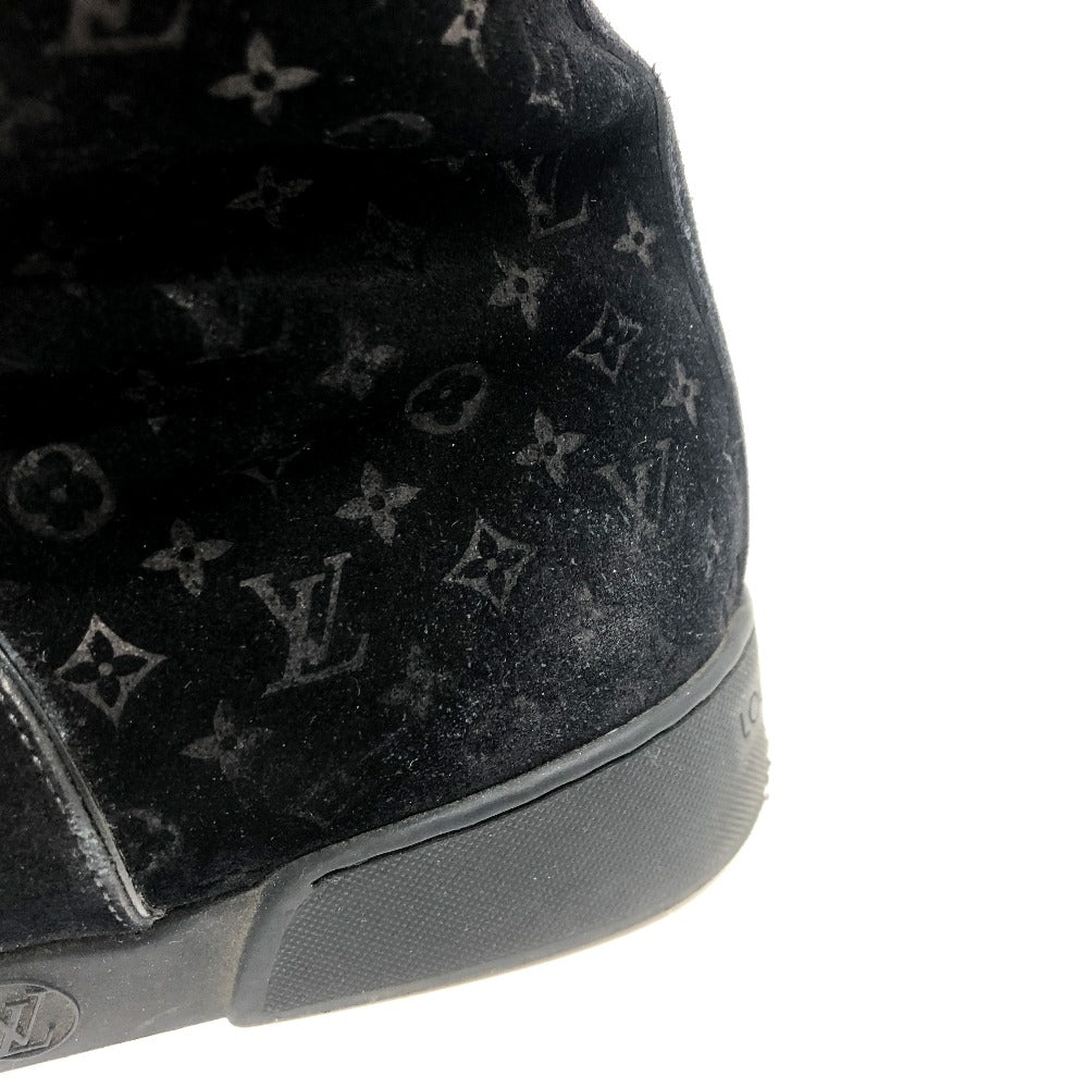 LOUIS VUITTON boots Mouton, Suede black LV logo flower embossed fur boa 36