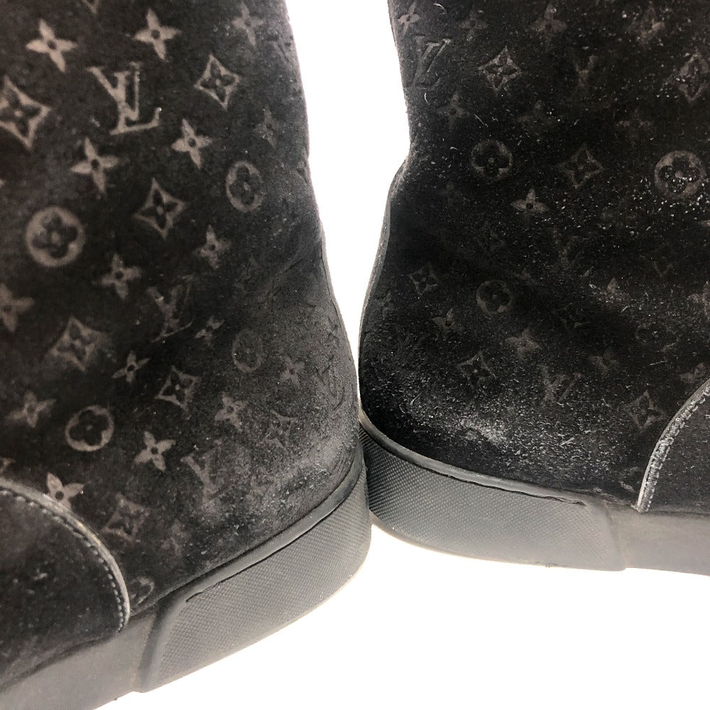 LOUIS VUITTON boots Mouton, Suede black LV logo flower embossed fur boa 36