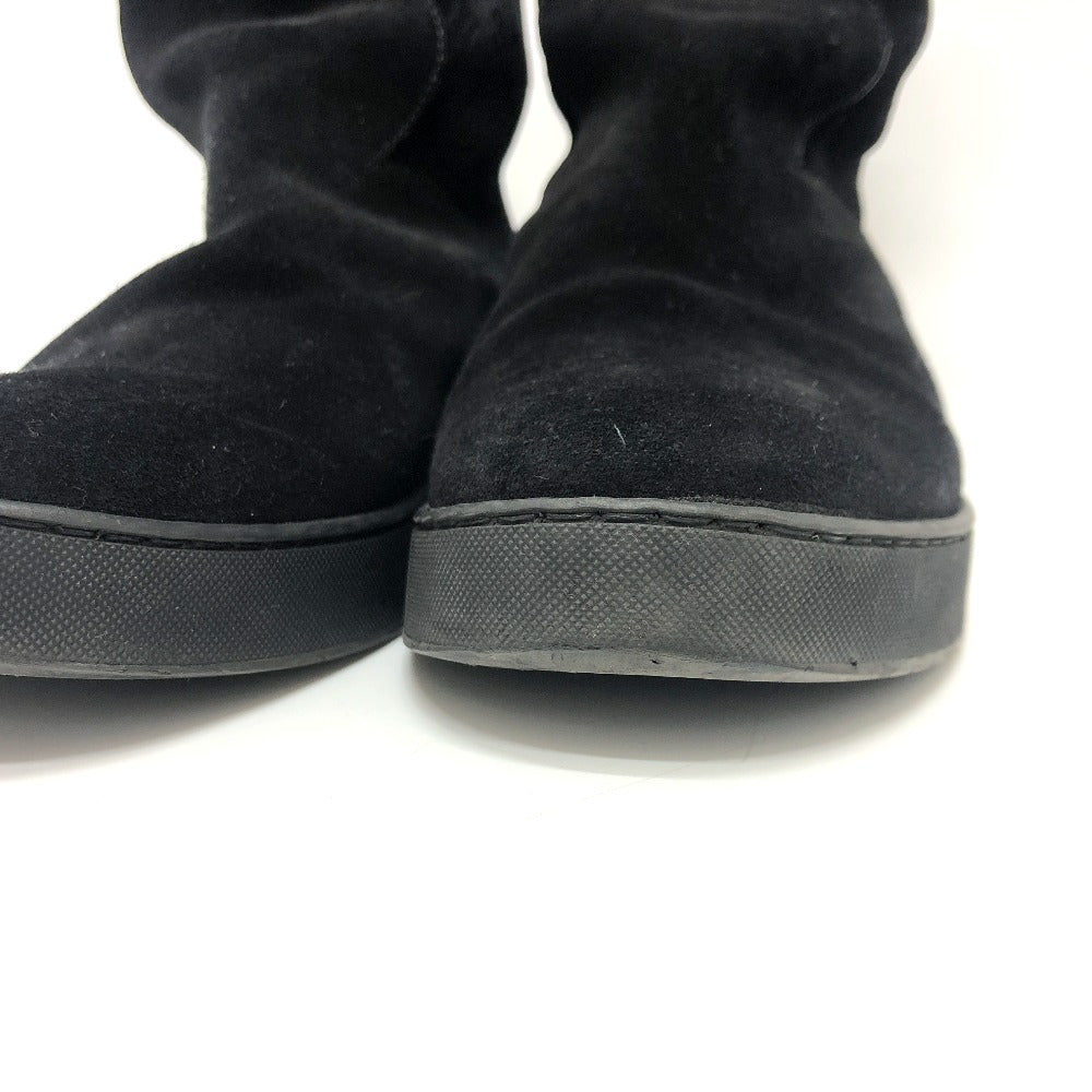 LOUIS VUITTON boots Mouton, Suede black LV logo flower embossed fur boa 36