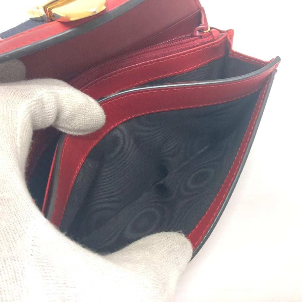 GUCCI Long Wallet Purse 476084 leather Red Sylvie Continental