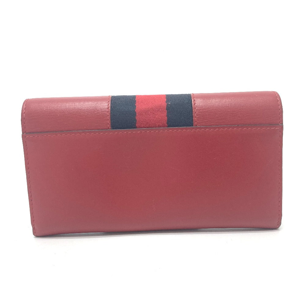 GUCCI Long Wallet Purse 476084 leather Red Sylvie Continental