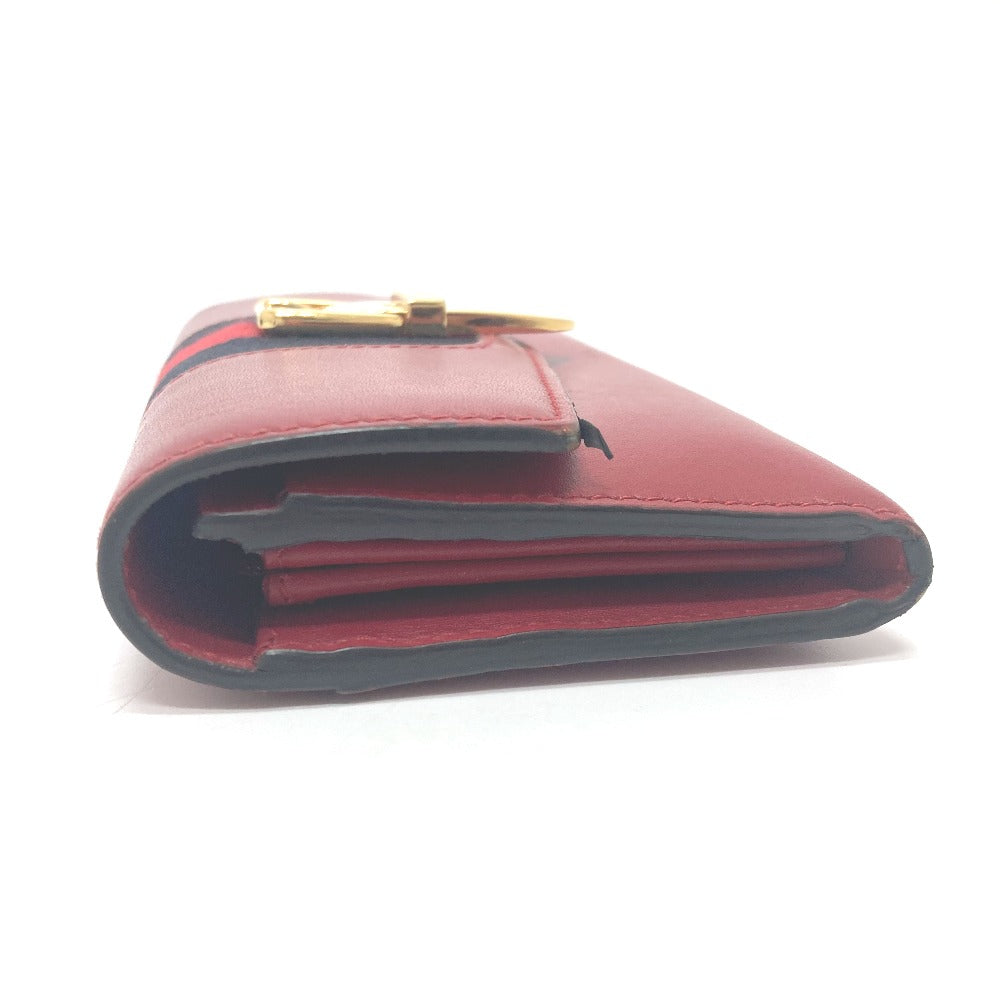 GUCCI Long Wallet Purse 476084 leather Red Sylvie Continental