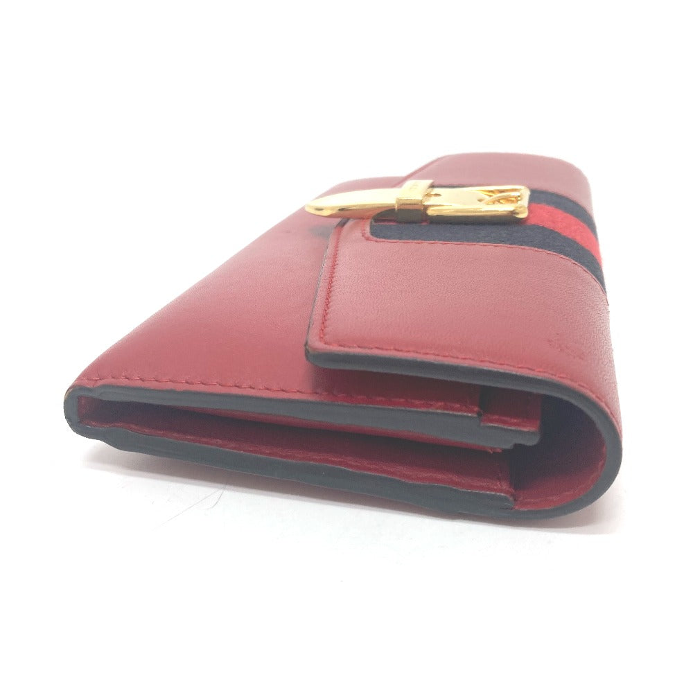 GUCCI Long Wallet Purse 476084 leather Red Sylvie Continental