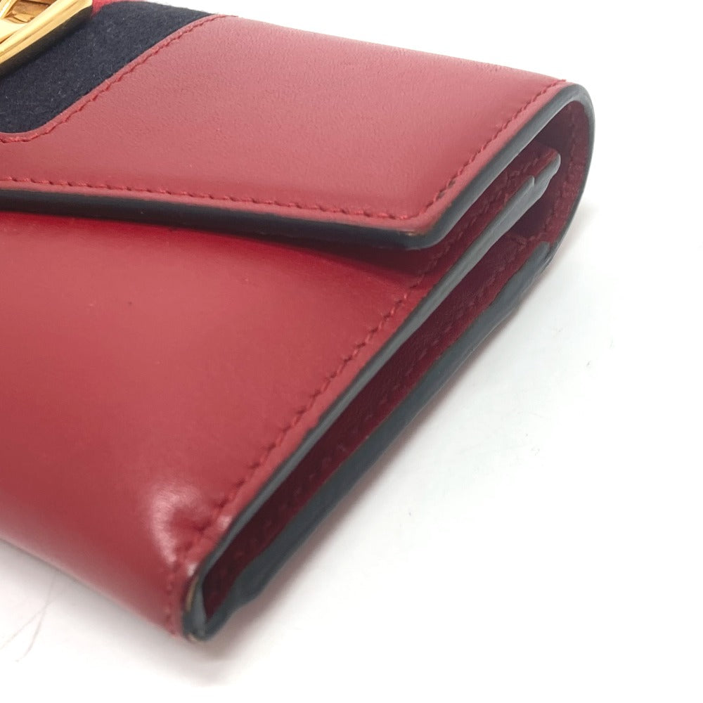 GUCCI Long Wallet Purse 476084 leather Red Sylvie Continental