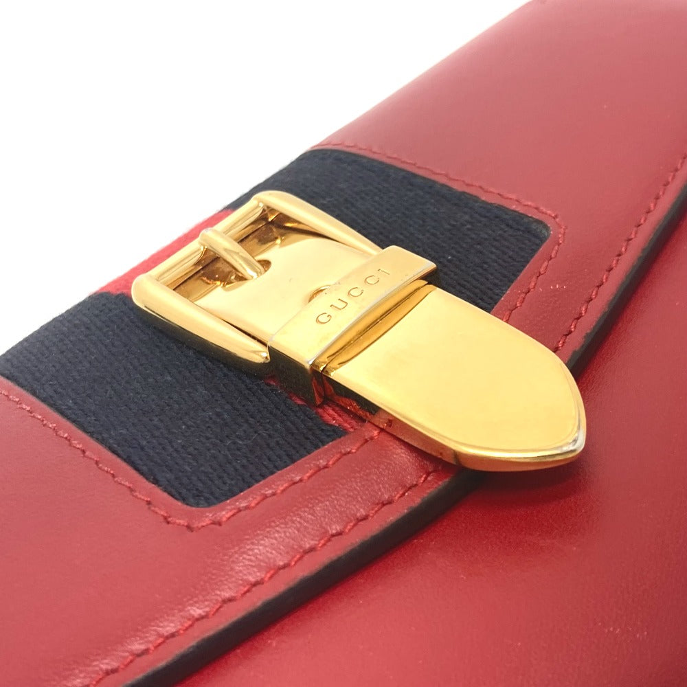 GUCCI Long Wallet Purse 476084 leather Red Sylvie Continental
