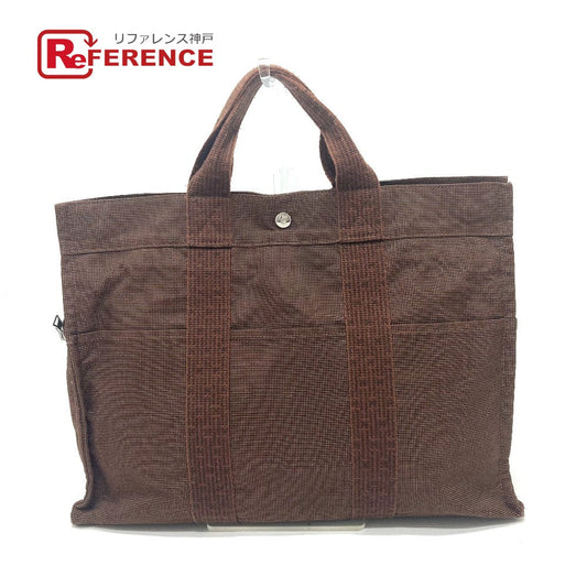 HERMES Tote Bag canvas Brown Her LineTote MM Women Used