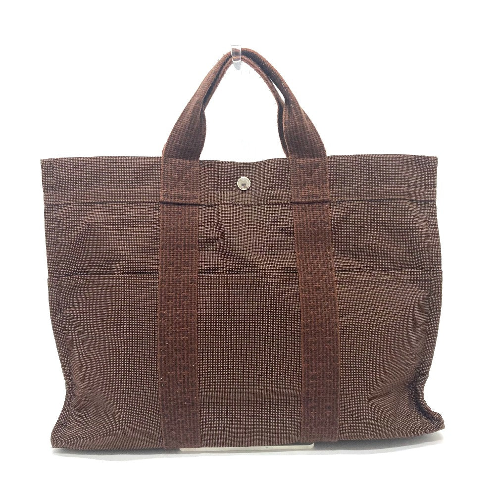 HERMES Tote Bag canvas Brown Her LineTote MM Women Used