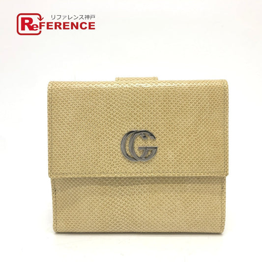 GUCCI Folded wallet leather beige GG Marmont logo Women Used