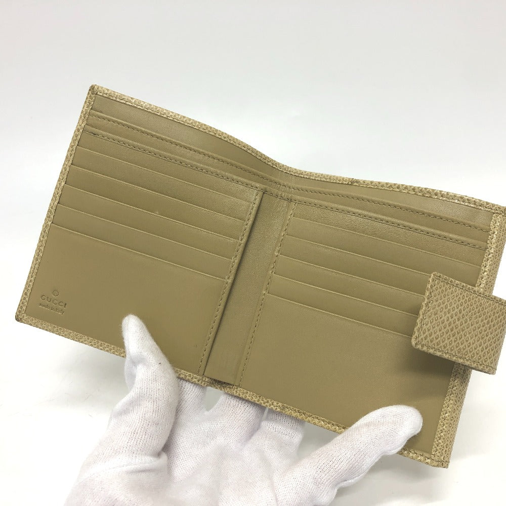 GUCCI Folded wallet leather beige GG Marmont logo Women Used